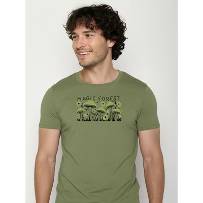 Foto van Green Bomb | T-shirt Magic Forest, Dark seed groen, bio katoen