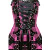 Afbeelding van Hell Bunny | Punkjurkje Harley van zwart roze tartan met corsetlint
