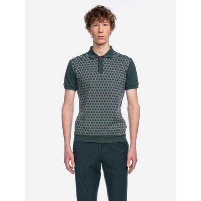 Foto van ATO Berlin | Polo Enzio bio katoen, groen mint jacquard patroon