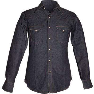 Foto van Chenaski | Rockabilly '50 cowboy overhemd, donkerblauwe denim