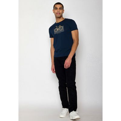 Foto van Green Bomb | T-shirt Bike bars, navy blauw bio katoen