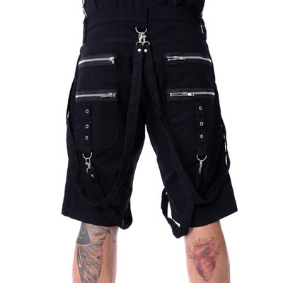 Foto van Heartless | Punk korte broek Vladis zwart met ritsen, straps en studs