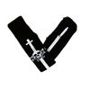 Afbeelding van Flirt | Overknee sokken zwart met wit gothic zwaard, skull en bone