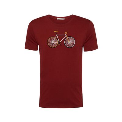 Green Bomb | T-shirt bordeaux rood Bike Easy, bio katoen