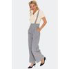 Afbeelding van Voodoo Vixen | Grijs wit gestreepte pantalon met wijde pijpen, hoge taille en schouderbanden