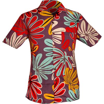 Foto van Chenaski | Overhemd korte mouw, colourful palms lila