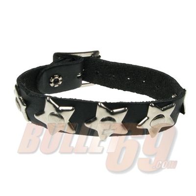 Bullet69 | Leren armband met grote zilveren sterren en rivet
