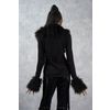 Afbeelding van Banned | Lange Gothic cardigan, Wicked Rose met fake-fur boorden en klipsluiting