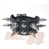 Afbeelding van Bullet69 | Zwart leren armband met 2 rijen hexagon spikes en studs, recht