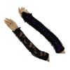 Afbeelding van Zacharia | Lange vingerloze zwarte kanten handschoenen met paars lint