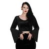 Afbeelding van Banned | Gothic top, Voodoo lady gothic bat met trompet mouwen