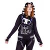 Afbeelding van Cupcake Cult | Zipper-hoody Skeleton cat met paarse X-ray kat en gestreepte capuchon