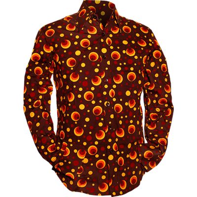 Chenaski | overhemd Seventies Dots and Spots Brown