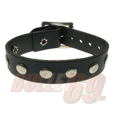 Foto van Bullet69 | Leren armband, zwart met platte ronde studs