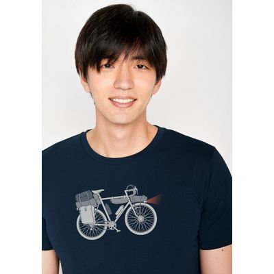 Foto van Green Bomb | T-shirt Bike night, navy blauw bio katoen