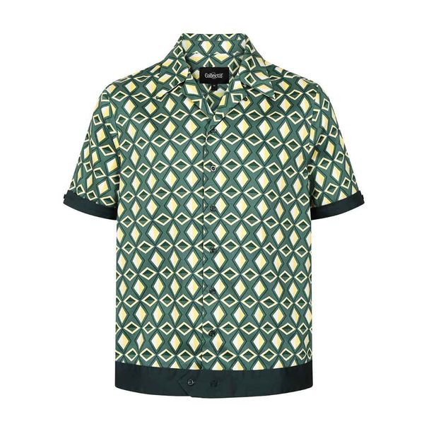 Collectif | Heren overhemd Tiki harlequin, groene ruit