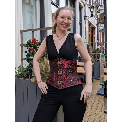 Foto van Burleska | C-Lock underburst corset met baleinen, van rood brocade