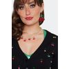 Afbeelding van Voodoo Vixen | Zwarte cardigan met 3/4 mouw, Rainbow Cherry borduursels
