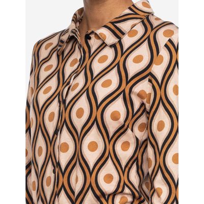 Foto van ATO Berlin | Blouse Arabella, cognac beige grafisch retro patroon