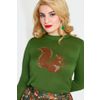 Afbeelding van Voodoo Vixen | Groene jaren '50 trui met ingebreide vintage eekhoorn