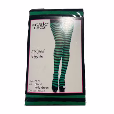 Foto van Music Legs | Zwarte groen gestreepte panty, smalle strepen