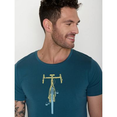 Foto van Green Bomb | T-shirt Bike front stamp, blue stone bio katoen