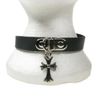 Afbeelding van Bullet69 | Choker van zwart leer met D-ring en kruis