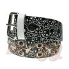 Afbeelding van Bullet69 | Leren riem 38mm zwart met witte skeletjes en eyelet studs