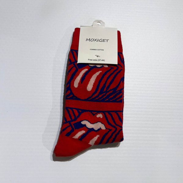 Flirt | Dames sokken rood met grote R-stone tongen