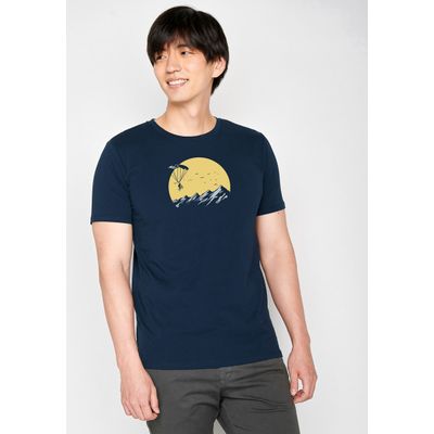 Foto van Green Bomb | T-shirt Nature sky bike, navy blauw bio katoen