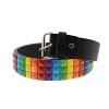 Afbeelding van Zacharia | Riem van PU met 3 rijen regenboog piramides studs