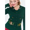 Afbeelding van Voodoo Vixen | Groene cardigan Woodland met vosje, egeltje en herfst-borduursels