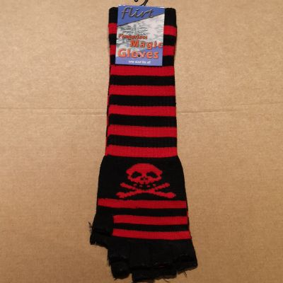 Foto van Flirt | Lange vingerloze handschoen zwart rood met skull