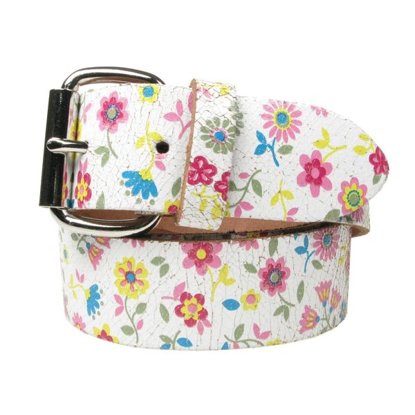 Bullet69 | Witte riem 38mm met bloemen print Bullet69 | Witte riem 38mm met bloemen print