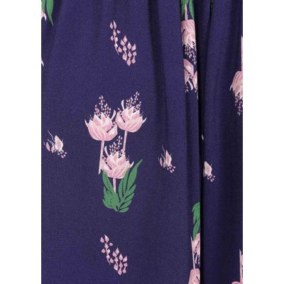 Foto van Collectif | Maxi jurk Soraya blauw met roze bloemen