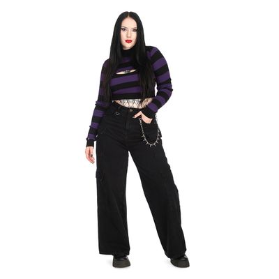 Foto van Banned | Goth punk broek ketting met zilverkleurige spikes