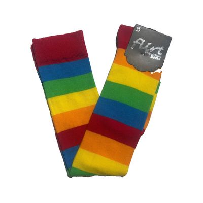 Flirt | Over de knie sokken met brede regenboog strepen
