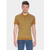 Afbeelding van ATO Berlin | Polo Enzio bio katoen met goud en bruin jacquard patroon