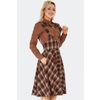 Afbeelding van Voodoo Vixen | Bruin geruite jaren '70 Western rok met rozenborduursel hoge taille en schouderbanden
