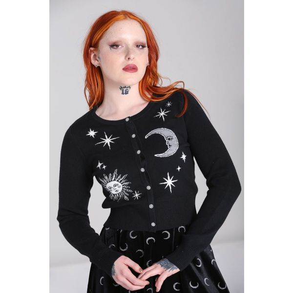 Hell Bunny | Zwarte cardigan Solaris met zon, maan en sterren