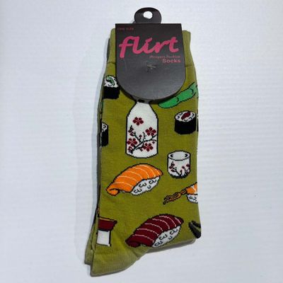 Foto van Flirt | Dames sokken groen met sushi