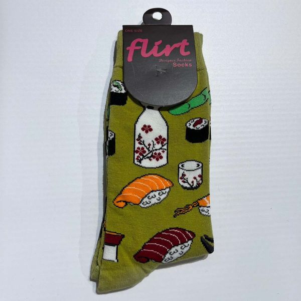 Flirt | Dames sokken groen met sushi