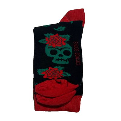 Foto van Flirt | Sokken zwart met rood groene en Muertos skull 