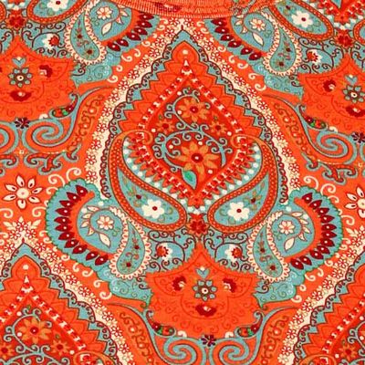 Foto van Chenaski | Singlet hemd zonder mouw, Paisley oranje turquoise