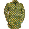 Afbeelding van Chenaski | Retro 70's overhemd, Zwaantjes, groen geel