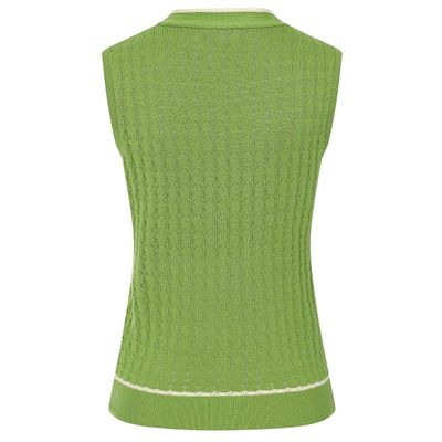 Foto van Banned | Vintage retro top Tina anchor ahoy, groen beige met V-hals en strik