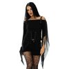 Afbeelding van Poizen Industries | Gothic top Addylin met korsetdetail en sierlijke mesh puntmouwen