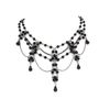 Afbeelding van Zacharia | Gothic Choker van zwarte kralen en zilveren ketting