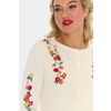 Afbeelding van Voodoo Vixen | Vintage inspired cardigan, creme floral cherry borduursels