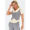 Afbeelding van Voodoo Vixen | Grijs wit gestreept dames gilet met knoopsluiting